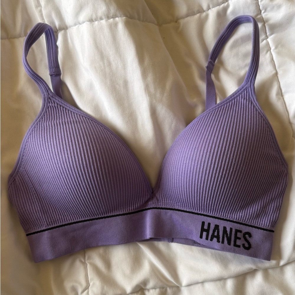 Hanes Purple Ribbed Triangle Bra
